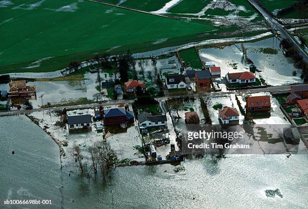 floods at towyn, wales, uk - flooded home stock-fotos und bilder