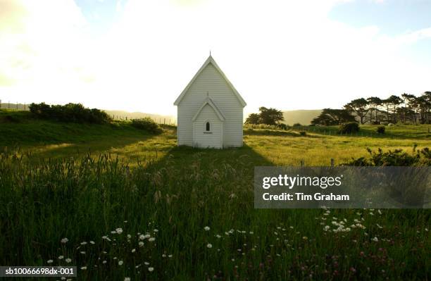 chapel in a meadow, new zealand - baptist stock pictures, royalty-free photos & images