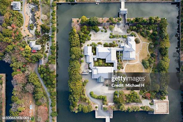 nijo-jo castle, aerial view - moat 個照片及圖片檔