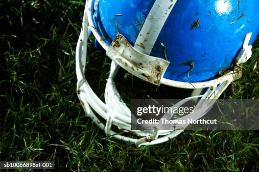 Football helmet on grass Football helmet on grass