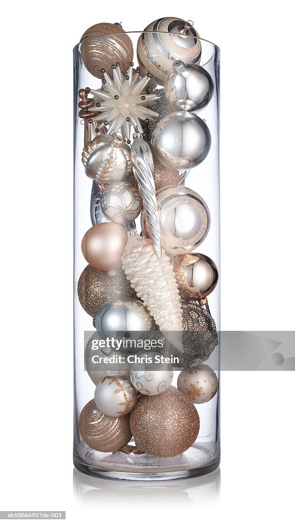 Vase of Christmas ornaments