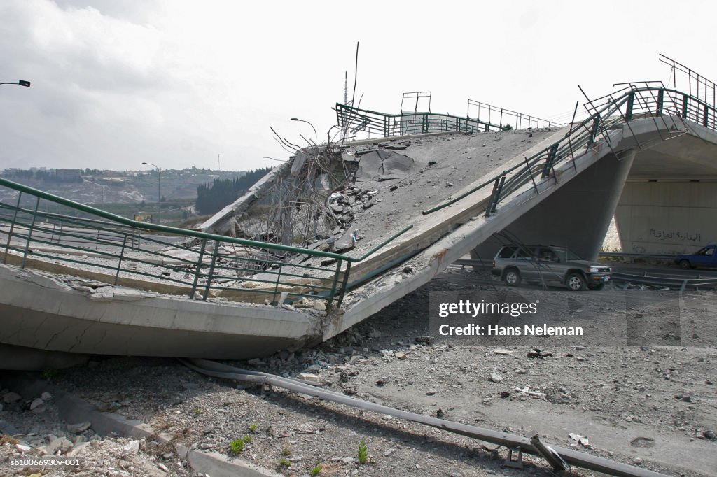 Lebanon, Beirut, Bridge destroyed by war