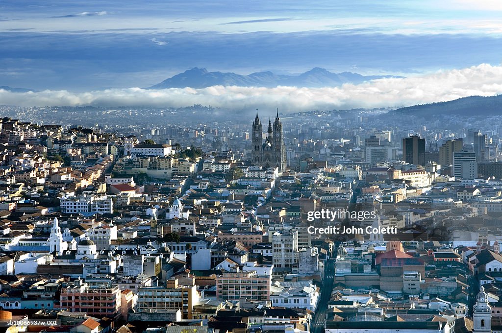 Ecuador, Quito, Cityscape, elevated view