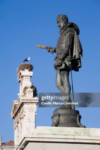 spain, alcala' de henares. miguel de cervantes monument - alcala de henares stock pictures, royalty-free photos & images