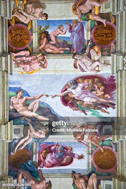 italy, lazio, the vatican, rome, vatican museums, michelangelo's sistine chapel - sistine chapel stock pictures, royalty-free photos & images