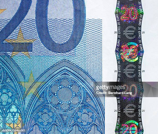 twenty euro note, close-up - banconota da venti euro foto e immagini stock