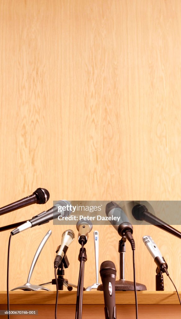 Conference microphones on lectern