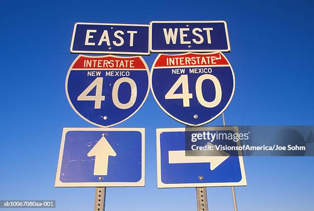 Usa New Mexico Road Sign For Interstate 40 East And West Low Angle