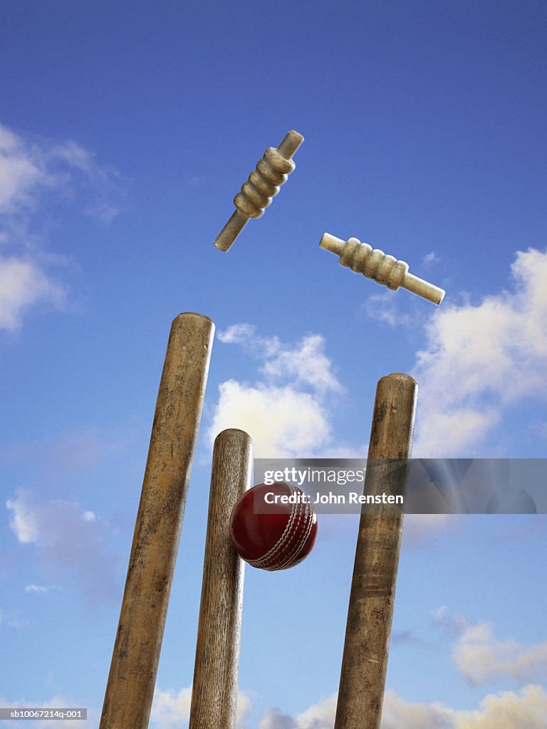 Cricket ball hitting stump
