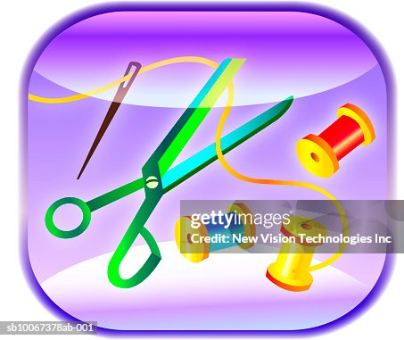 Scissors, needle and thread Scissors, needle and thread