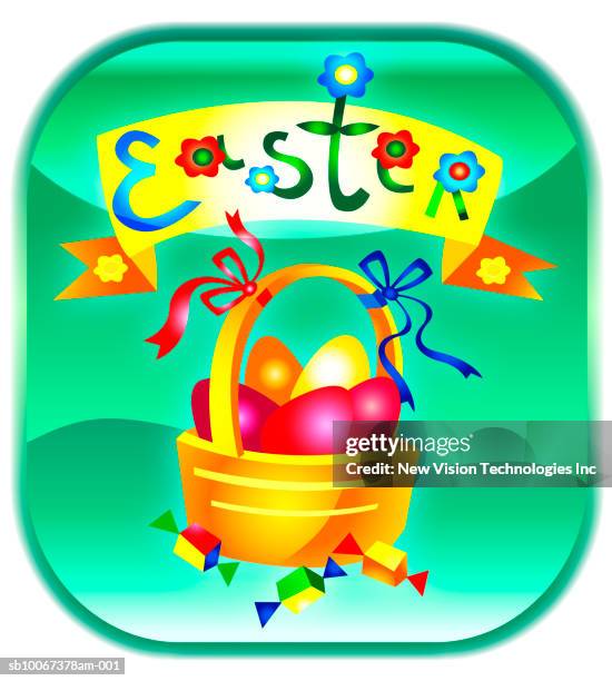 easter basket with eggs - empty easter basket stock illustrations