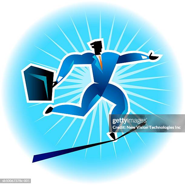 businessman walking on tightrope - high wire walker stock illustrations
