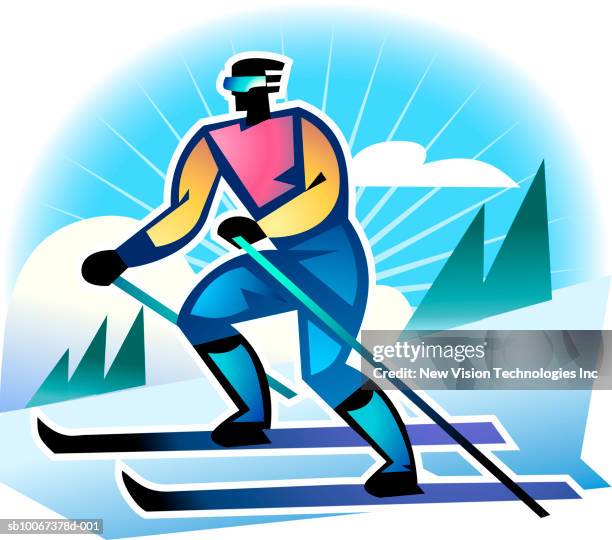 man skiing - skier standing stock illustrations