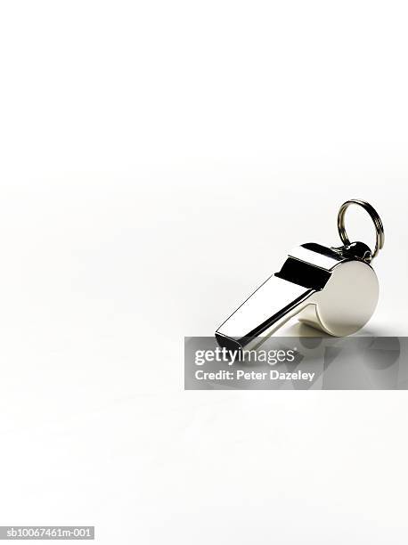 whistle on white background - fischietto foto e immagini stock