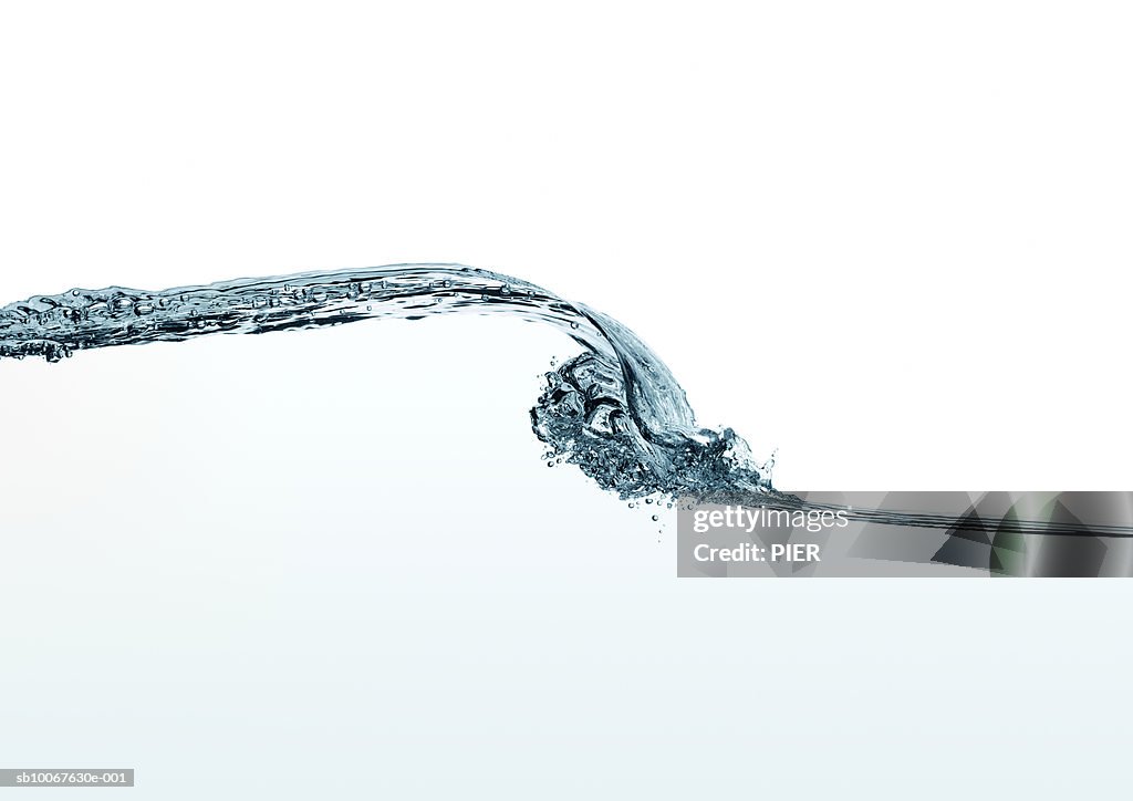 Water in motion, studio shot on white background