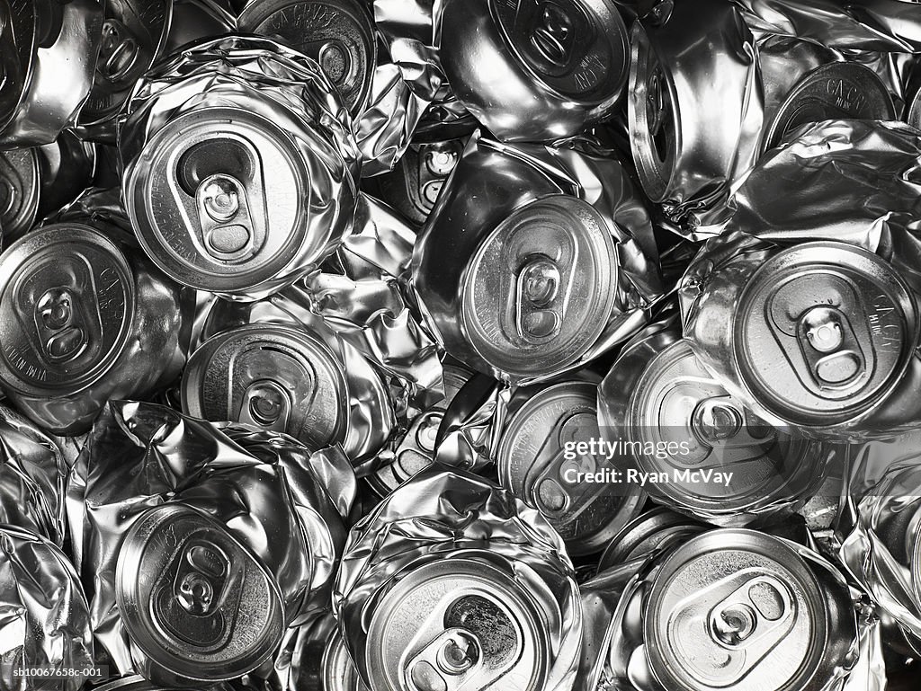 Pile of crushed drink cans