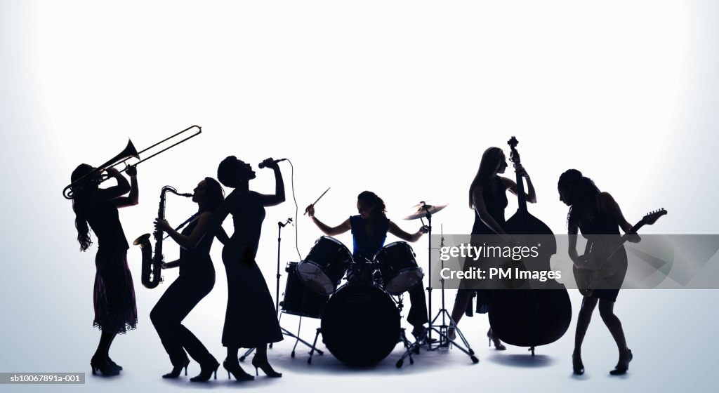 Silhouette of female musicians