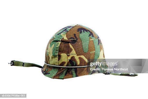 military helmet on white background - army helmet stock pictures, royalty-free photos & images