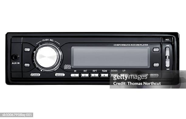car radio control panel on white background - car stereo stock pictures, royalty-free photos & images