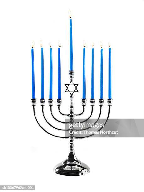 hanukah menorah on white background - hanukkah stock pictures, royalty-free photos & images
