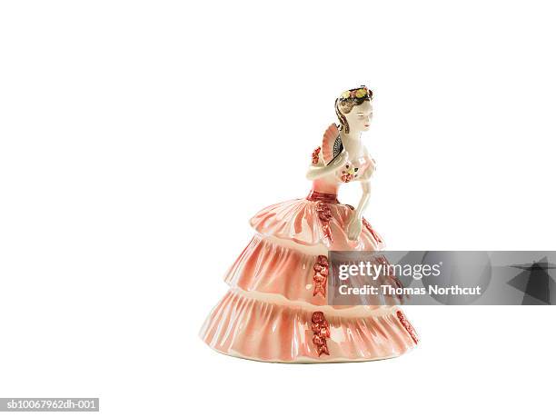porcelain spanish figurine on white background - porcelain stock pictures, royalty-free photos & images