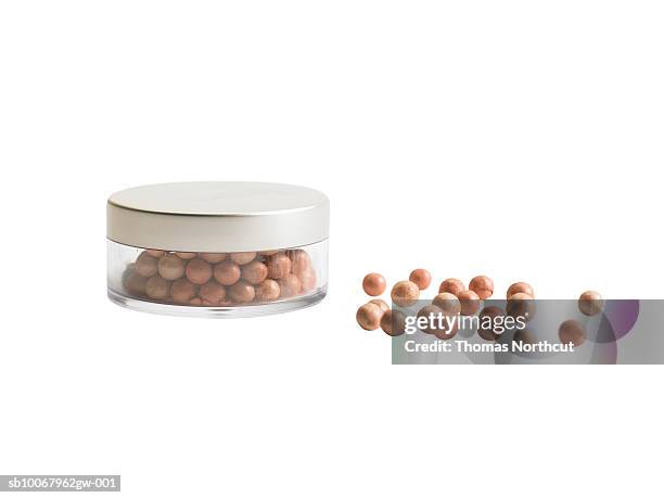 face powder on white background - cosmetic jar imagens e fotografias de stock