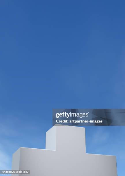 winners podium against blue sky - 表彰台 ストックフォトと画像