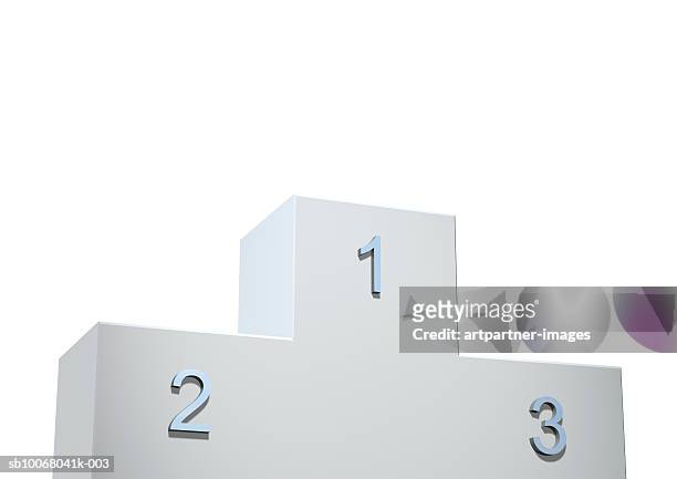 winners podium against white background - winners podium stock pictures, royalty-free photos & images