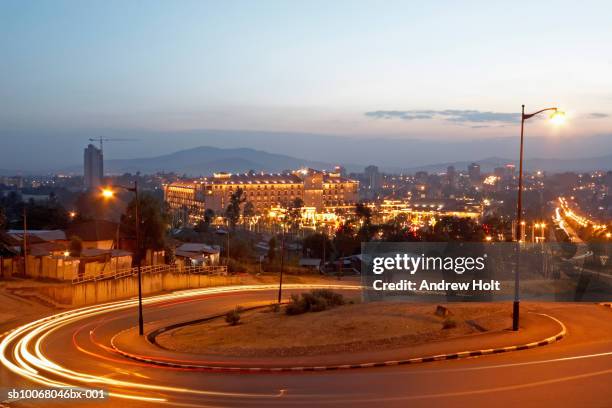 ethiopia, addis ababa, sheraton hotel at dusk (long exposure) - addis ababa stockfoto's en -beelden