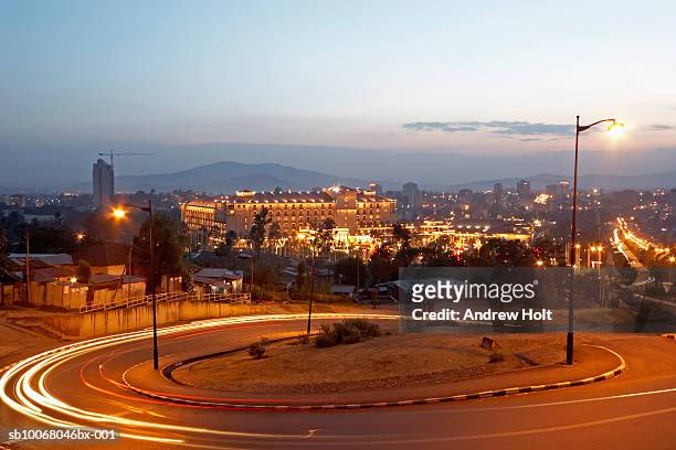 ethiopia, addis ababa, sheraton hotel at dusk (long exposure) - ethiopia city stock pictures, royalty-free photos & images