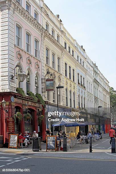 england, london, bloomsbury, museum street, shops and sidewalk caft - caft stock pictures, royalty-free photos & images