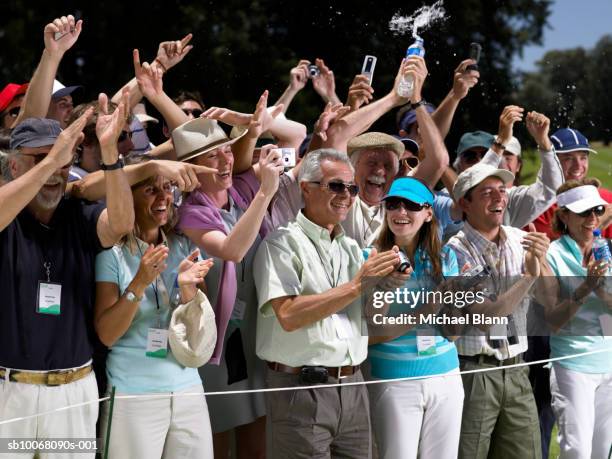 spectators applauding and cheering - roped off stock pictures, royalty-free photos & images