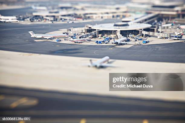 usa, new york city, laguardia airport - tilt shift stock pictures, royalty-free photos & images