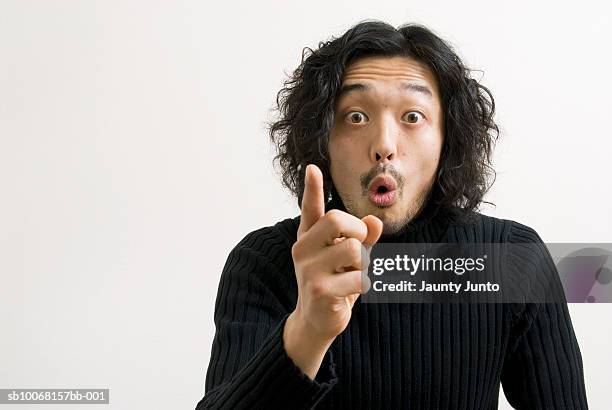 man against white background, portrait, close-up - surprised man stock pictures, royalty-free photos & images