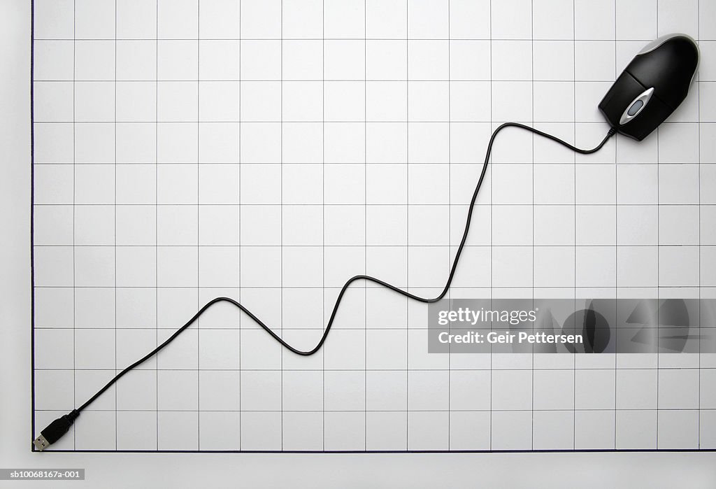 Computer Mouse Graph Computer Mouse With Cord Arranged In Shape Of Line Graph High-Res Stock ...