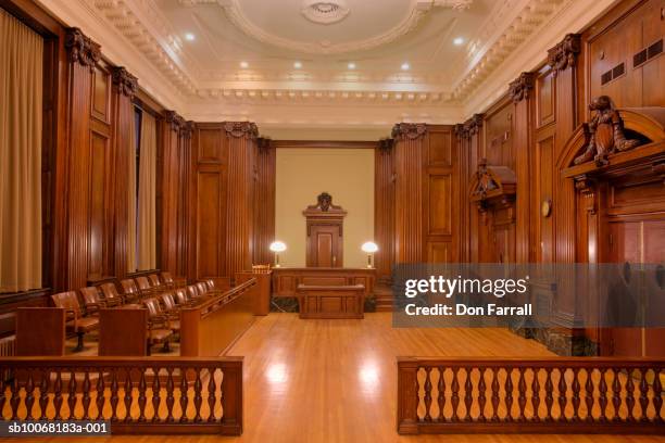 interior of courtroom - empty courthouse stock pictures, royalty-free photos & images