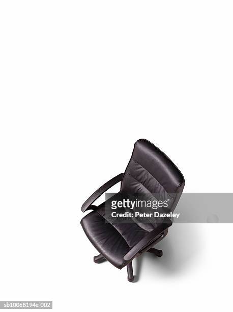 black office chair, elevated view, studio shot - office chair stock pictures, royalty-free photos & images