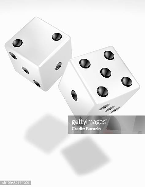 pair of white dice for on white background - dice pair stock-fotos und bilder