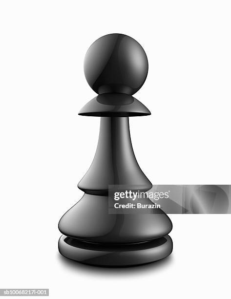 black pawn on white background - chess pieces stock-fotos und bilder