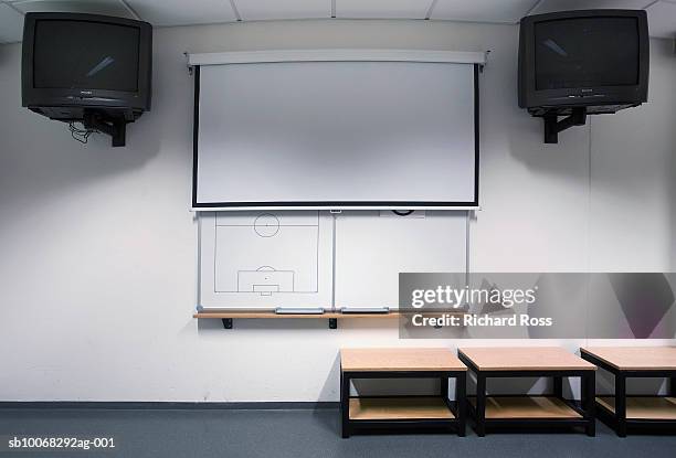 football play diagram on whiteboard - locker room stock pictures, royalty-free photos & images