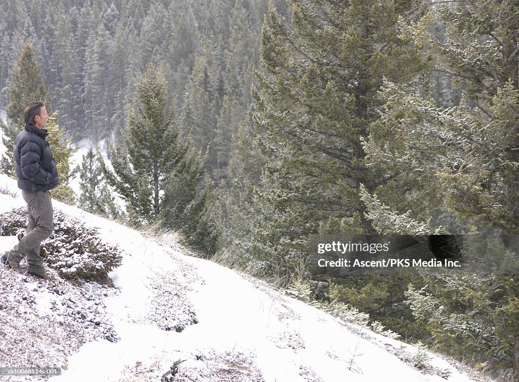 Man walking in snow