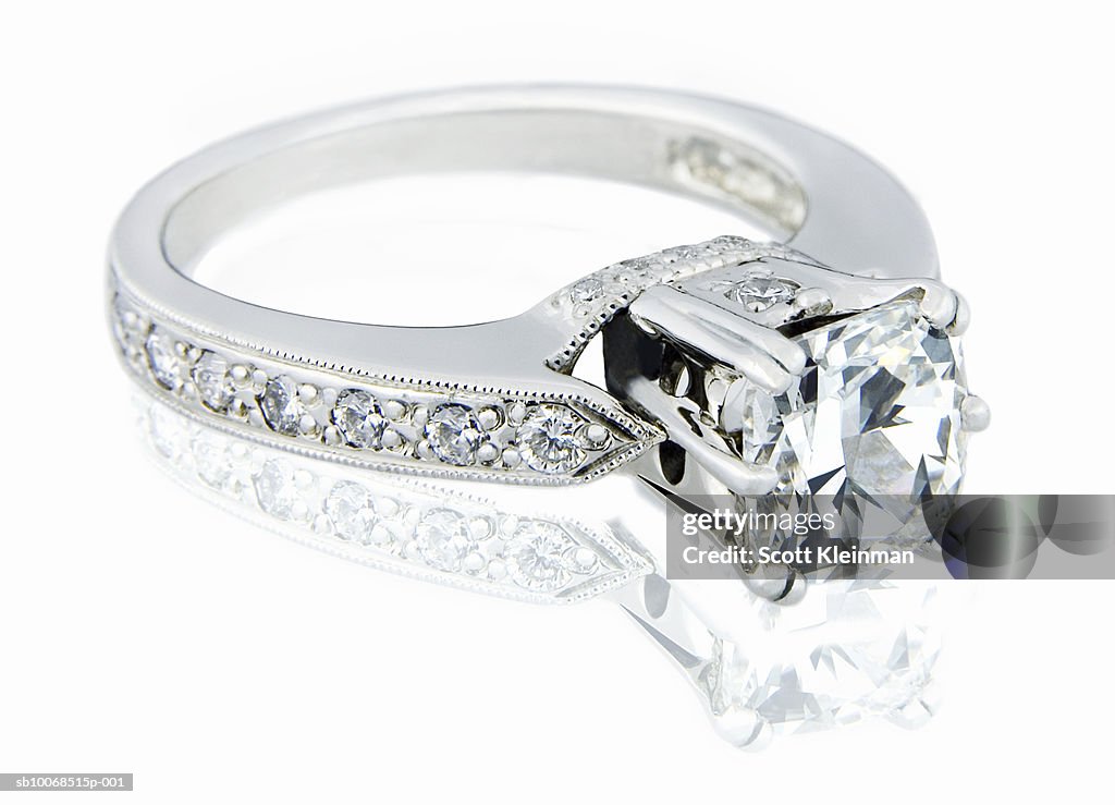 Diamond ring on white background
