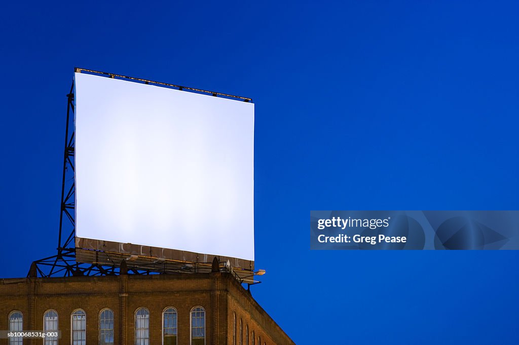 USA, Maryland, Baltimore, Billboard on Copycat building, low angle view