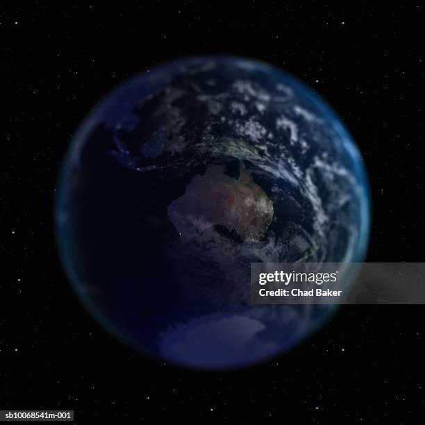 earth with view of australia, view from space - australia from space stock pictures, royalty-free photos & images