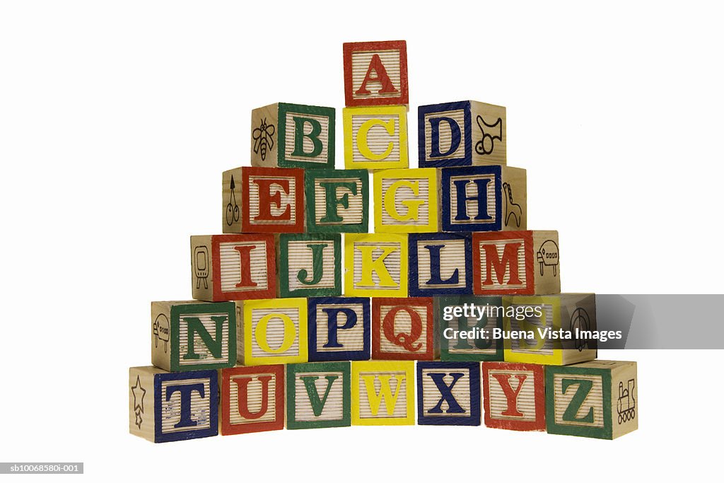 Toy blocks arranged in alphabet