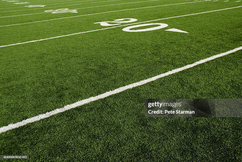 Twenty yard line of football field