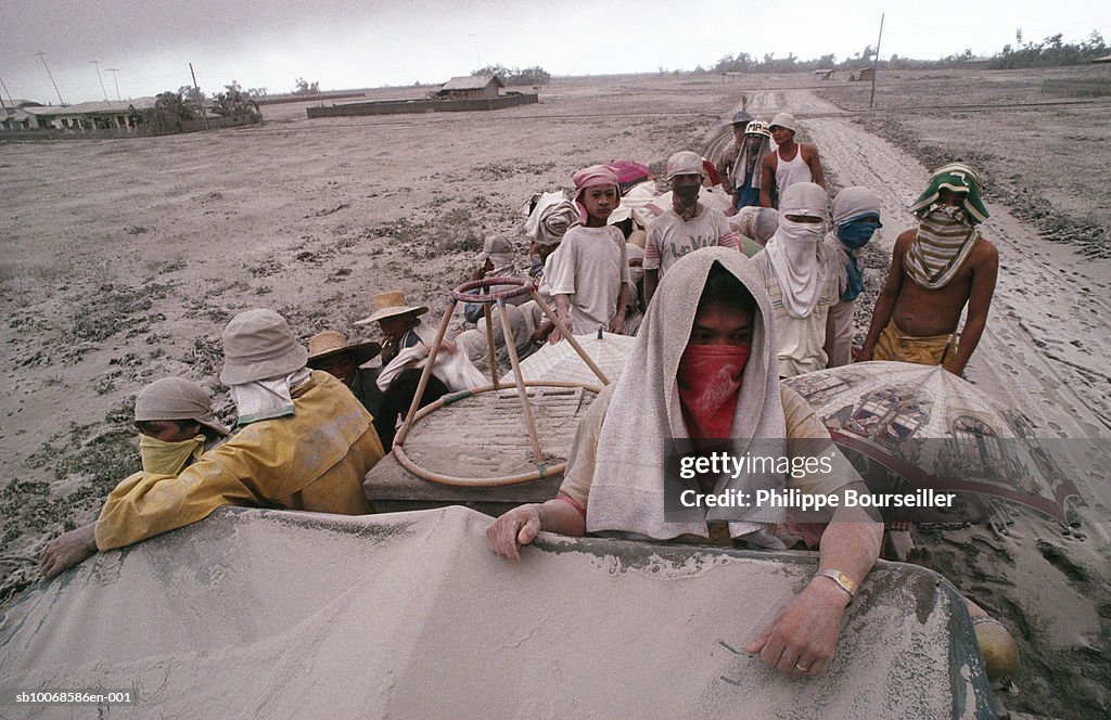 Philippines, Volcano Pinatubo, people in truck