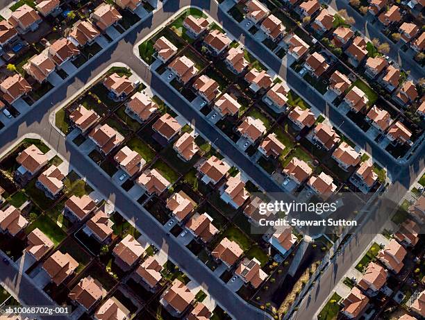 row of terrace houses, aerial view - lancaster california stock pictures, royalty-free photos & images