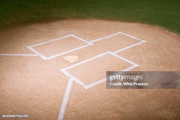 home plate of baseball diamond - home base ストックフォトと画像