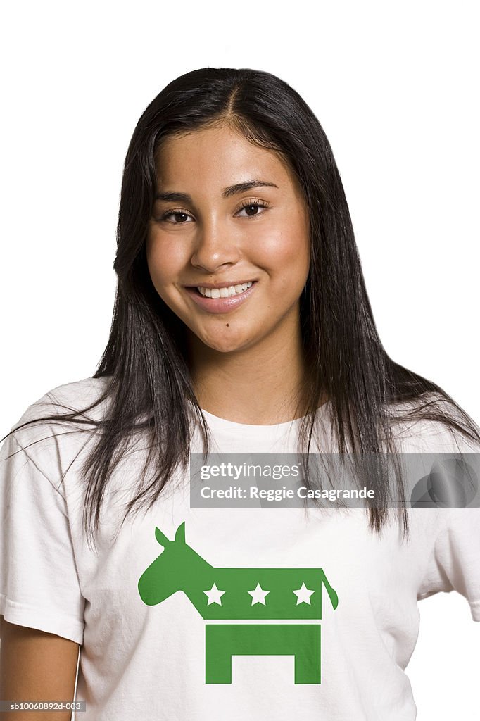 Young woman smiling, portrait, close-up